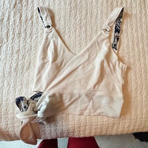 Free people white crop top with tie on the side. Worn once.